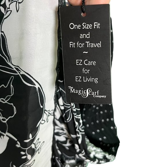 Mini‎ Pleats Magic Scarf Black and White Polka Dot and Floral Skirt One Size NWT - Picture 3 of 5